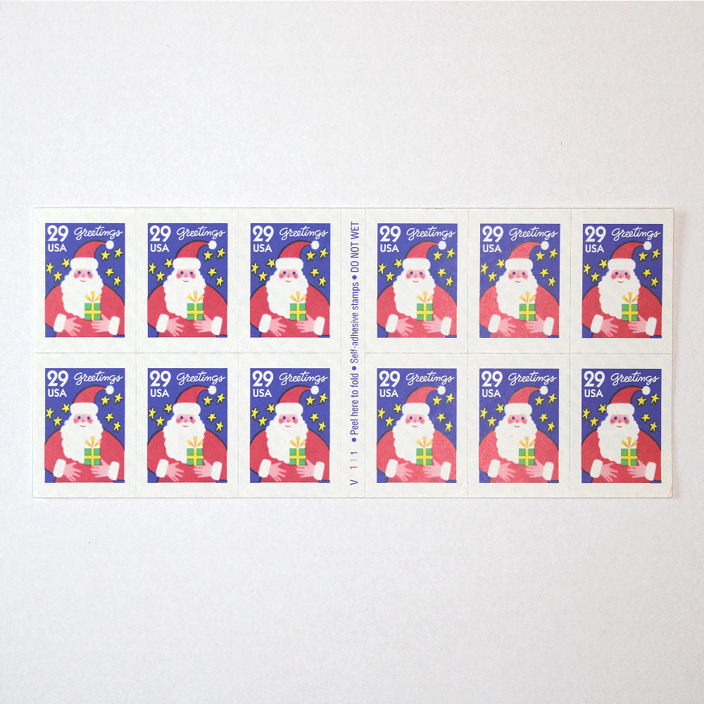29c Santa with Present Stamps - Booklet of 12