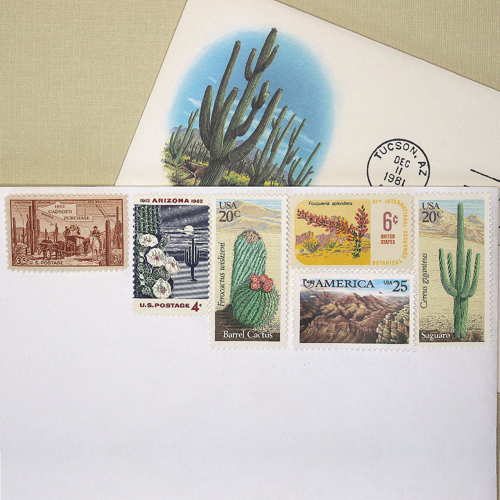 Southwestern Deserts Curated Set .. Vintage Unused US Postage Stamps .. Mail  5 Letters – treasurefoxstamps