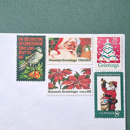 Christmas .. Red & Green 82c Curated Set - Mail 5 Letters