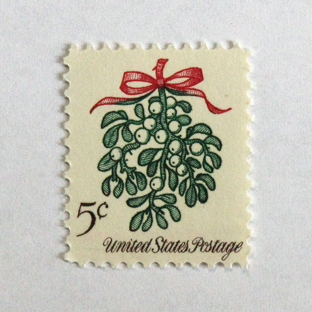 5c Mistletoe Stamps .. Vintage Unused US Postage Stamps .. Pack of 10