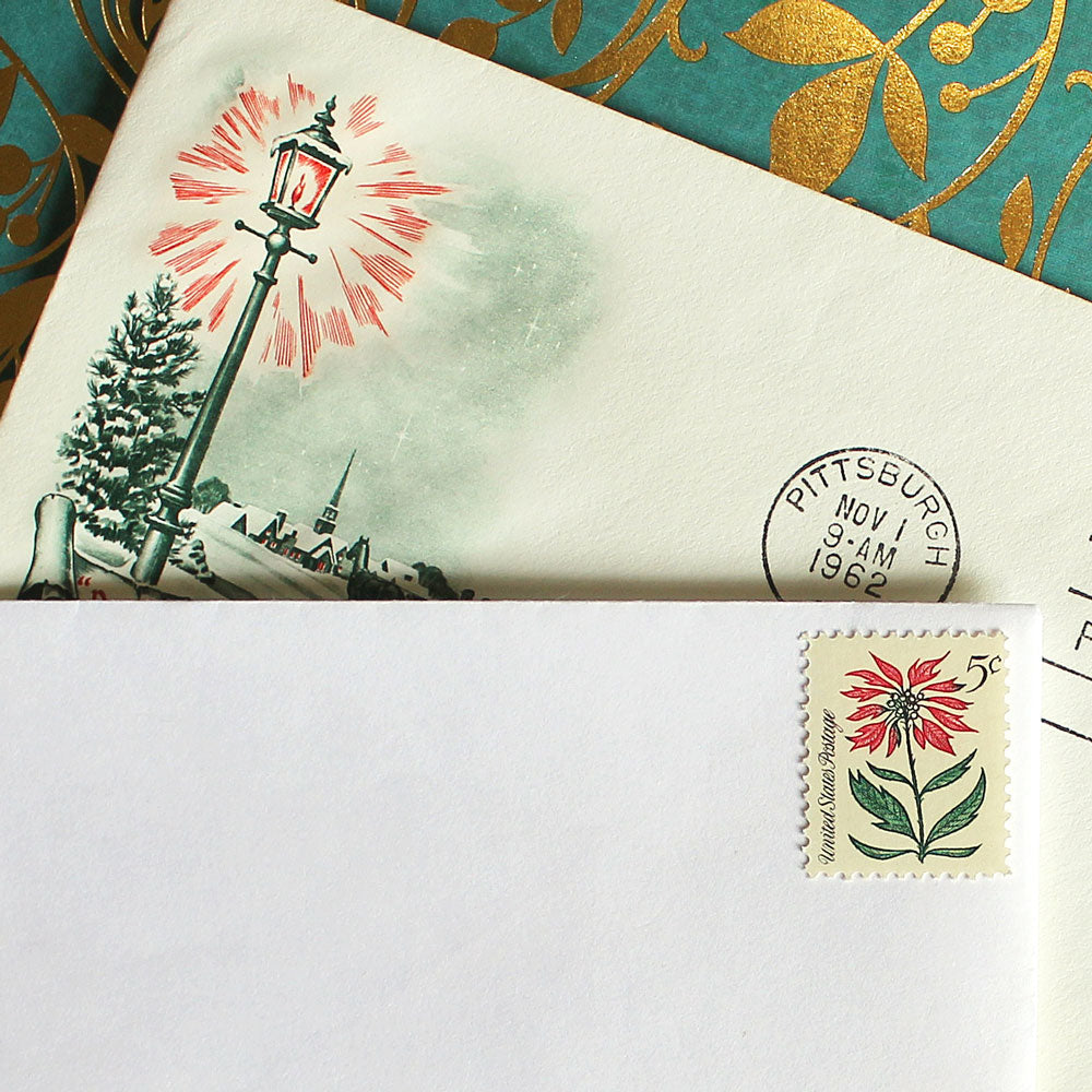 5c Poinsettia Stamps .. Vintage Unused US Postage Stamps .. Pack of 10