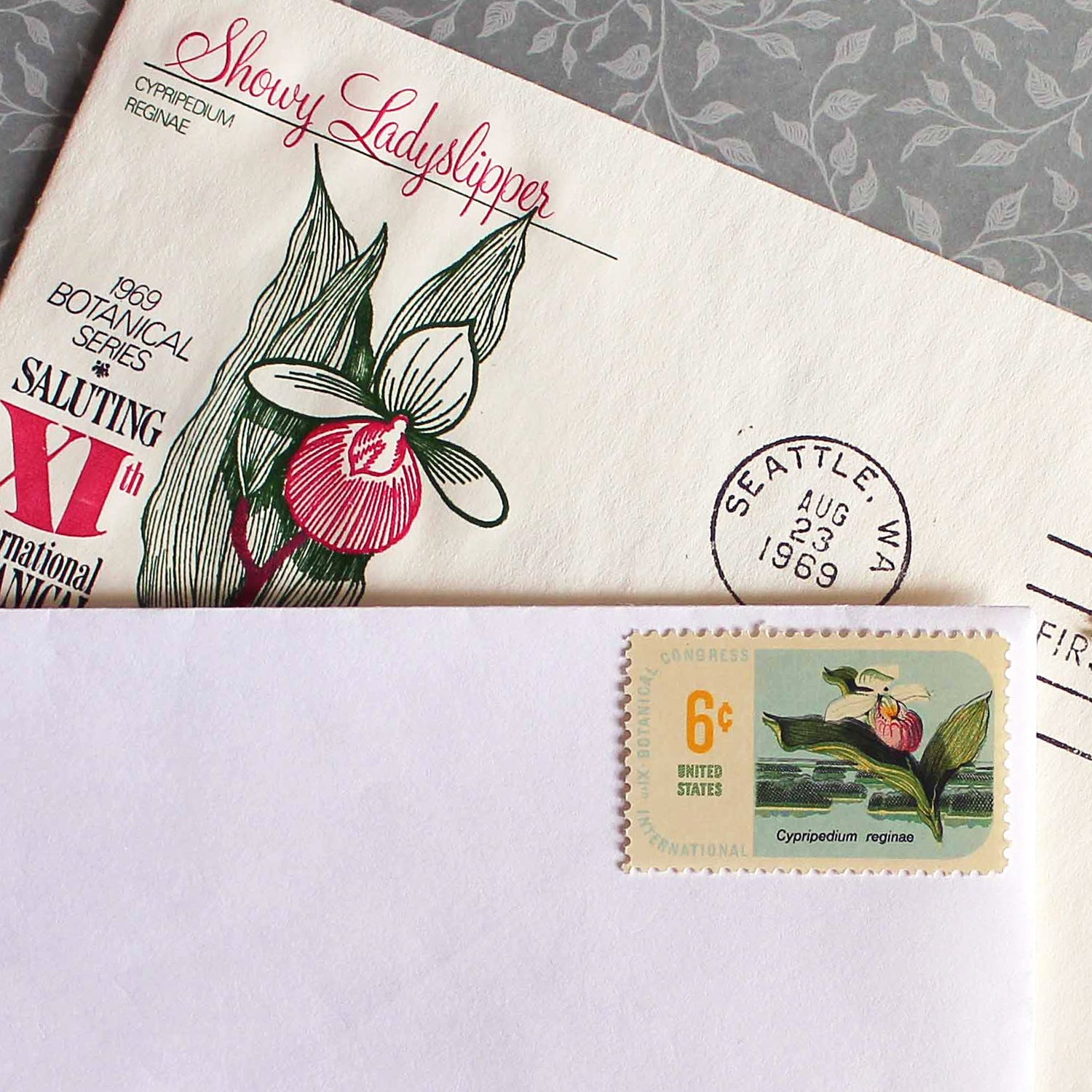 6c Ladyslipper Stamps .. Vintage Unused US Postage Stamps .. Pack