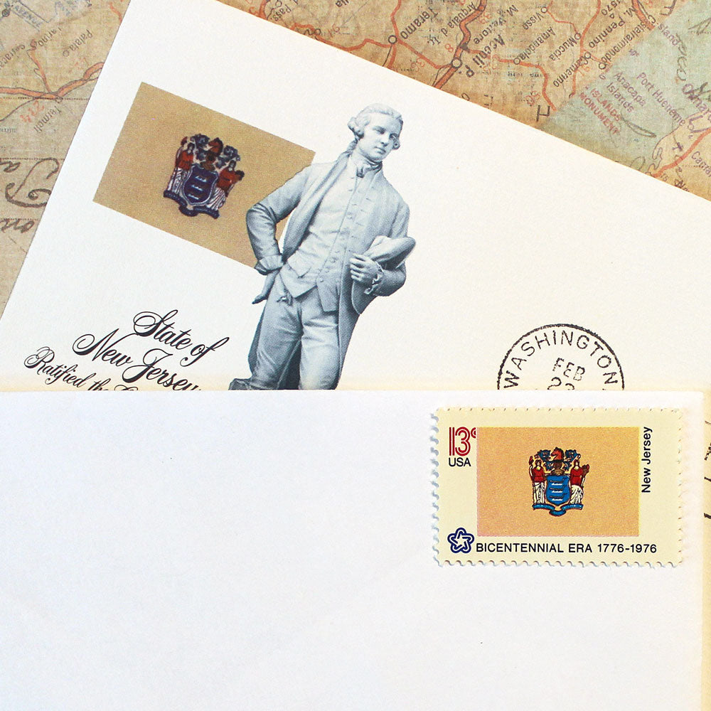 TEN 13c New Jersey State Flag Stamp Vintage Unused US Postage