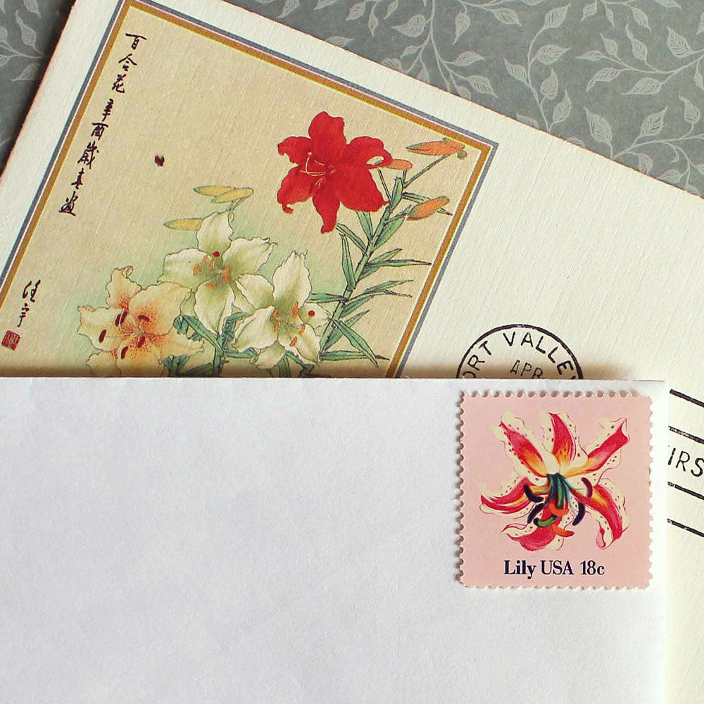 18c Pink Flowers Stamps - Pack of 20