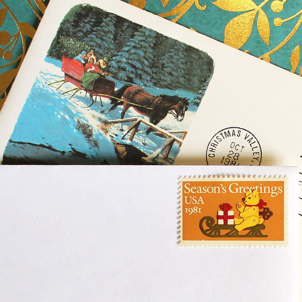 20c Felt Bear on Sleigh Stamps - Pack of 10