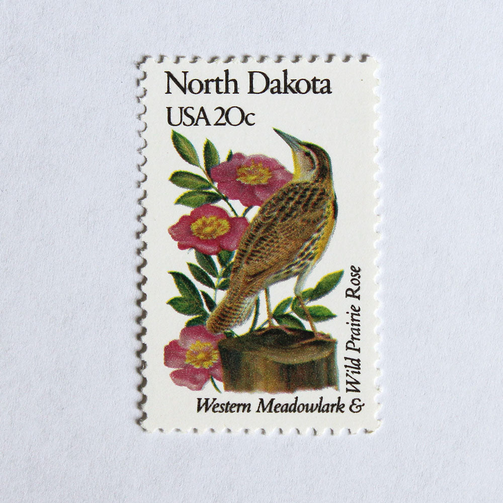 20c North Dakota State Bird and Flower Stamps - Pack of 5