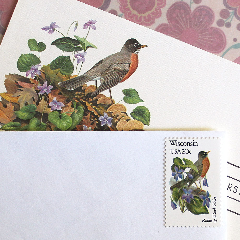 20c Wisconsin State Bird and Flower Stamps - Pack of 5