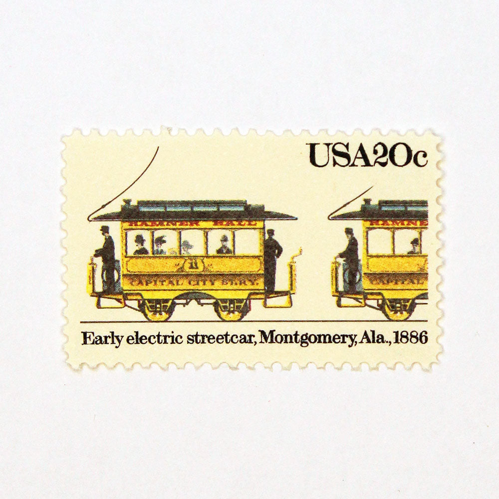 20c Early Electric Streetcar Stamps - Pack of 10