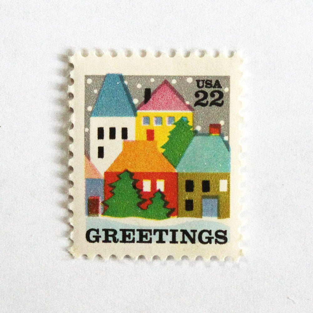 22c Winter Village in Snow Christmas Stamps - Pack of 10