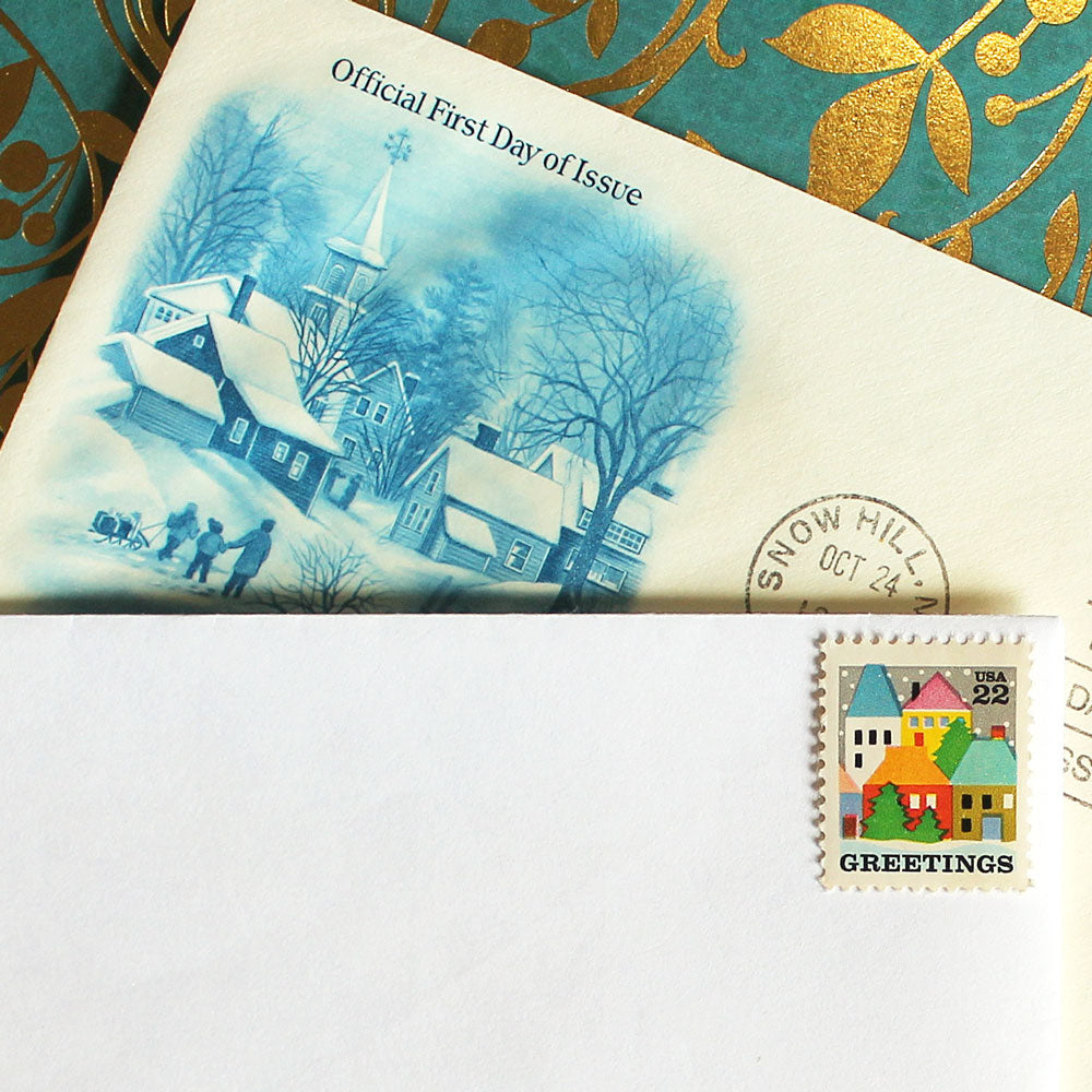 22c Winter Village in Snow Christmas Stamps - Pack of 10