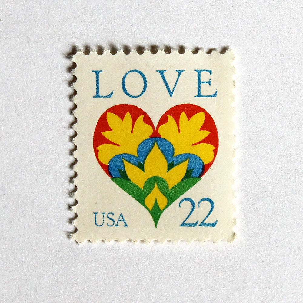 22c Stencil Heart Love Stamps - Pack of 10