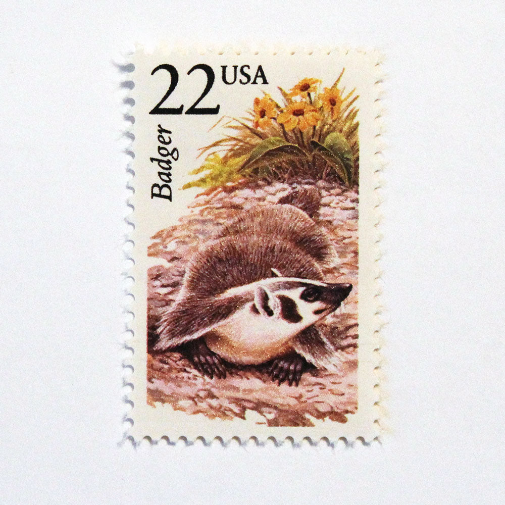 22c Badger Wildlife Stamps - Pack of 5