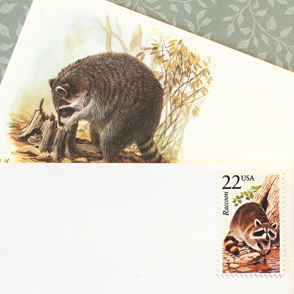 22c Raccoon Wildlife Stamps .. Vintage Unused US Postage