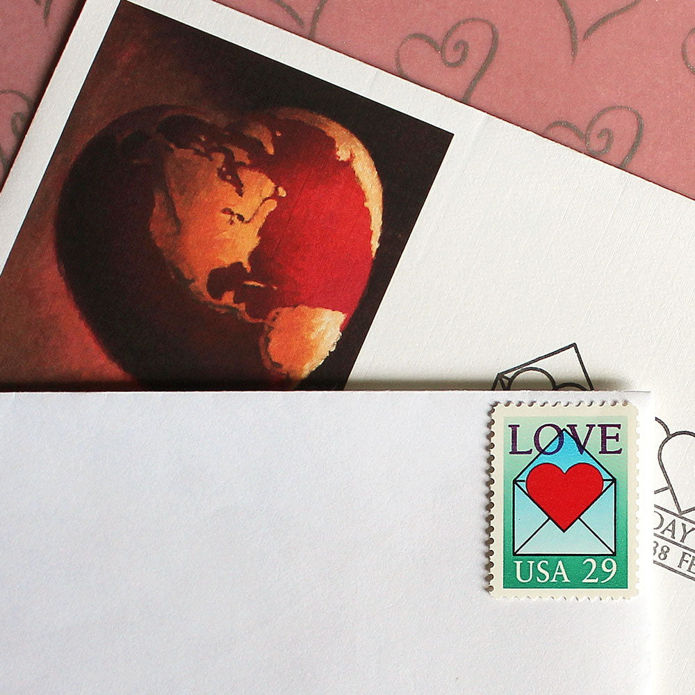 29c Heart in Envelope Stamps .. Vintage Unused US Postage Stamps