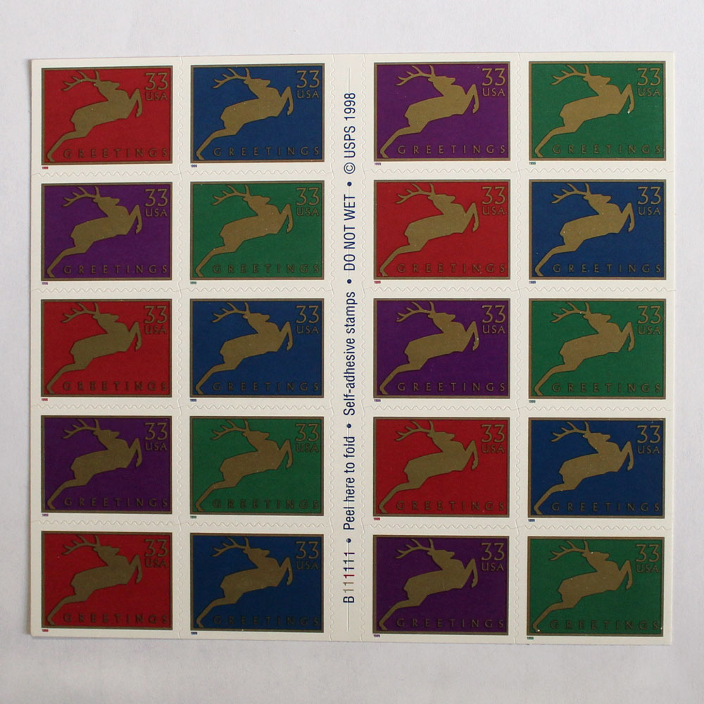 33c Reindeer Stamps - Pack of 20