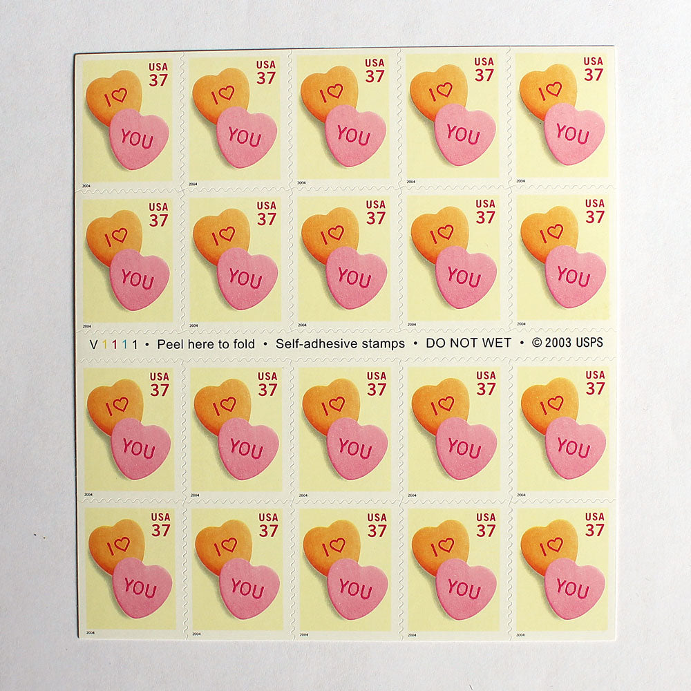 37c Candy Hearts Love Stamps - Pack of 10