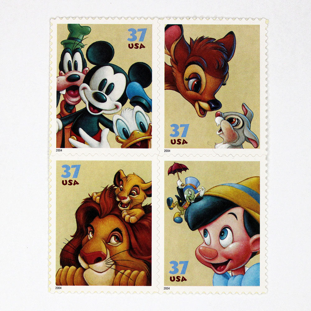 37c Disney Friendship Stamps - Block of 4