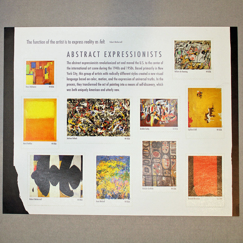 44c Abstract Expressionists Stamps - Sheet of 10 stamps