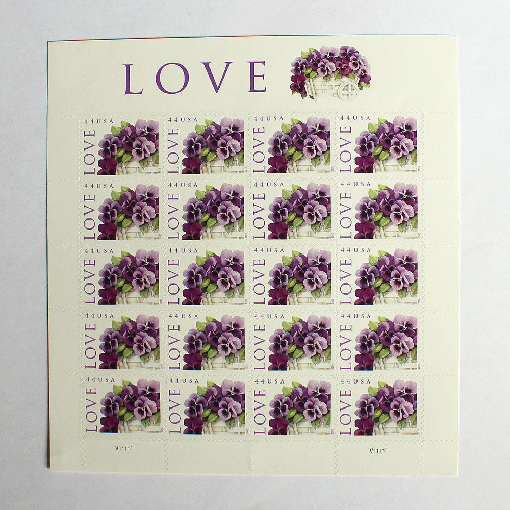 44c Pansies in Basket Love Stamps - Pack of 10