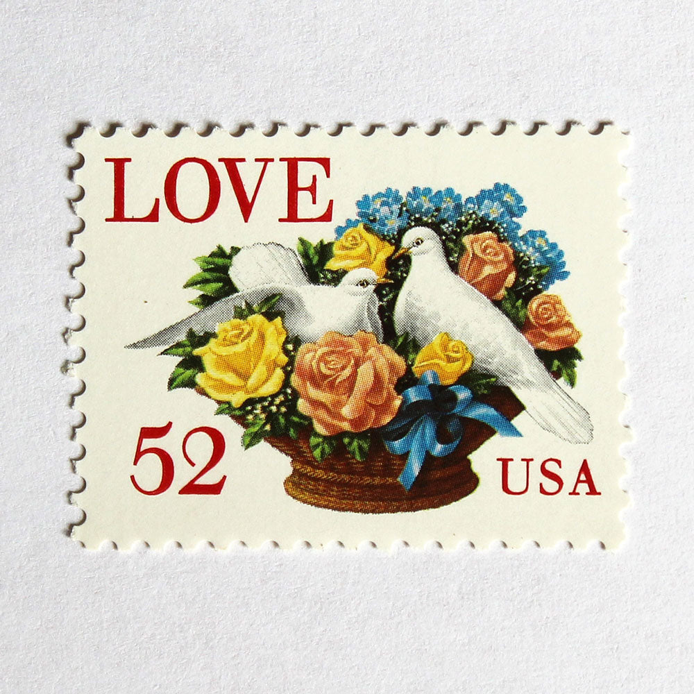 52c Roses with Doves Love Stamps - Pack of 10