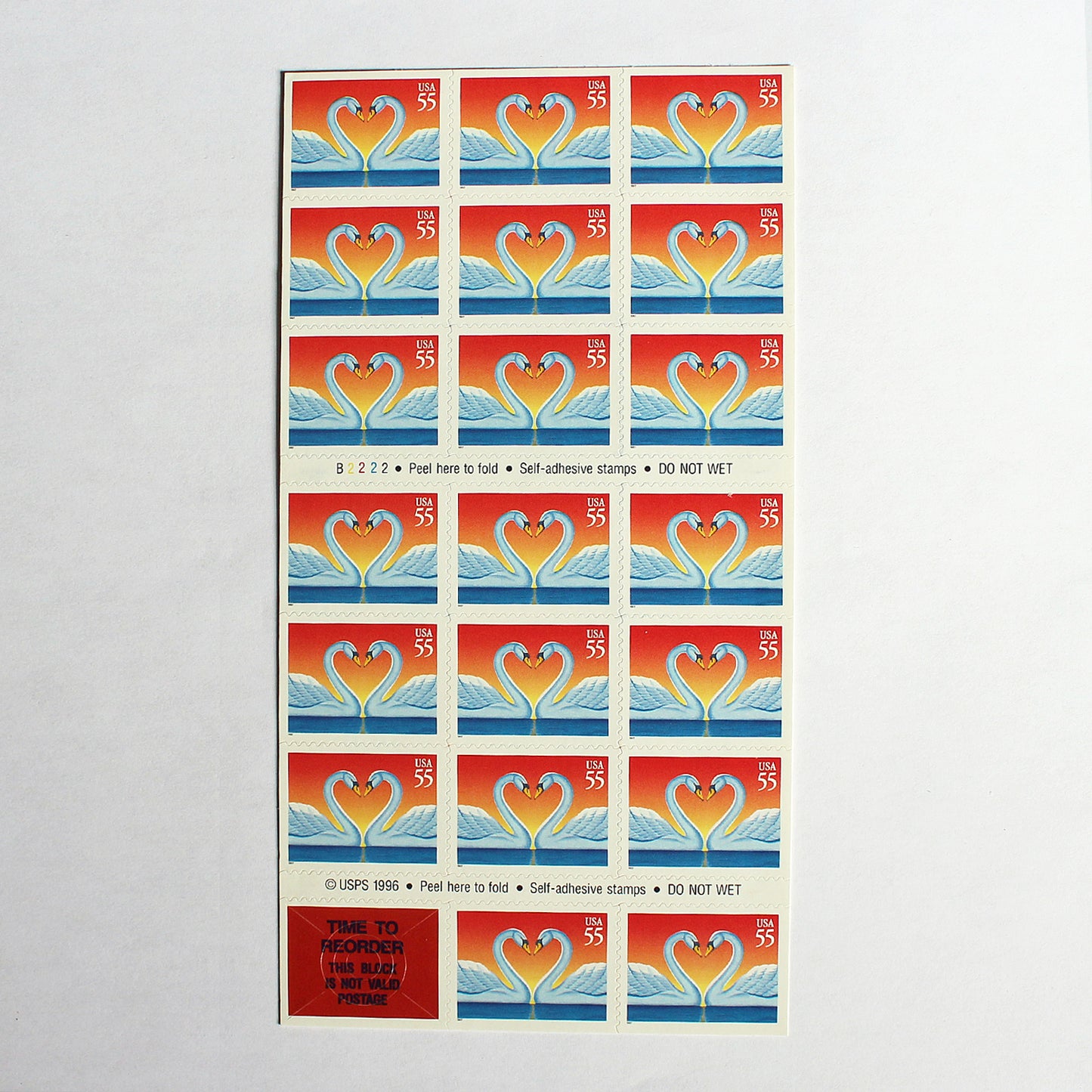 55c Swan Love Stamps .. Vintage Unused US Postage Stamps .. Pack of 10