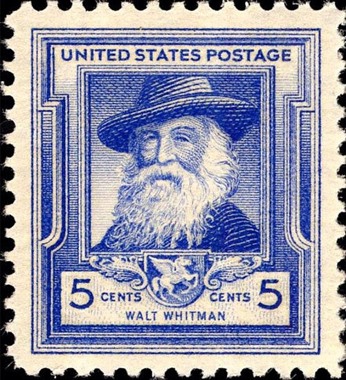 Pack of 10 stamps .. 5c Walt Whitman .. Vintage Unused US Postage Stamps | American Poet | Leaves of Grass | Literature | Song of Myself