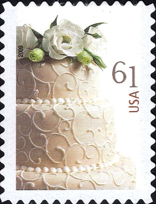 FIVE (5) 61c Wedding Cake stamps | Unused US Postage Stamps | Mail Wedding Invitations | Self-sticking stamp | RSVP envelope | Traditional