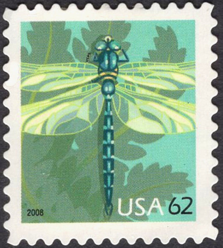 FIVE 62c Dragonfly stamps | Teal Green/Blue Vintage Unused US Postage Stamp | Mail Wedding Invitations | Art Deco | Tiffany | Art Nouveau