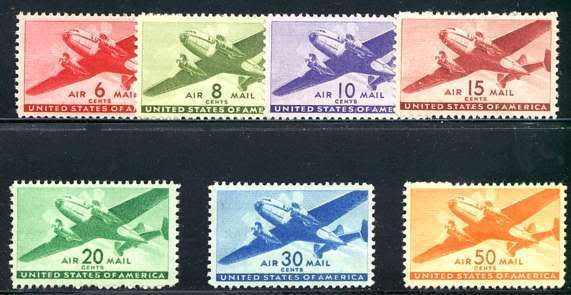 Scott #C25-C31 WWII Transport Planes Airmail Set-VF Mint Never Hinged