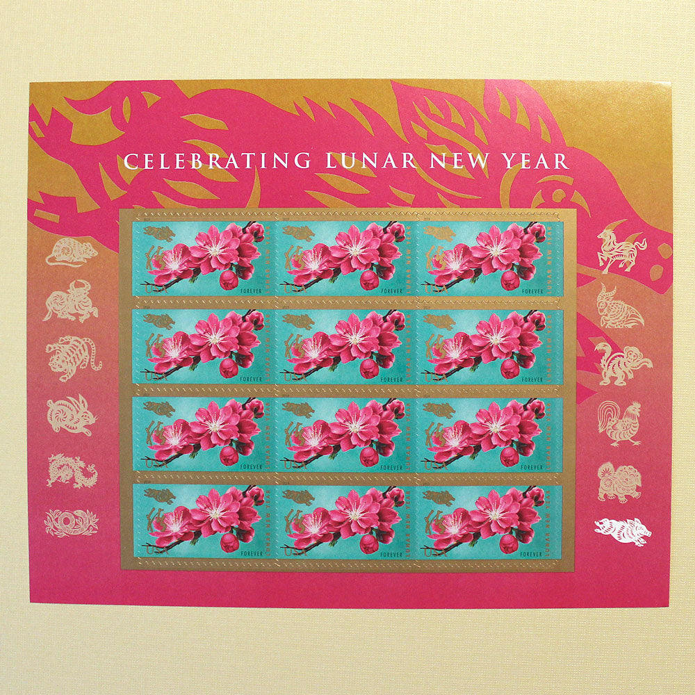 Pink Peach Blossoms Forever Stamps - Sheet of 12