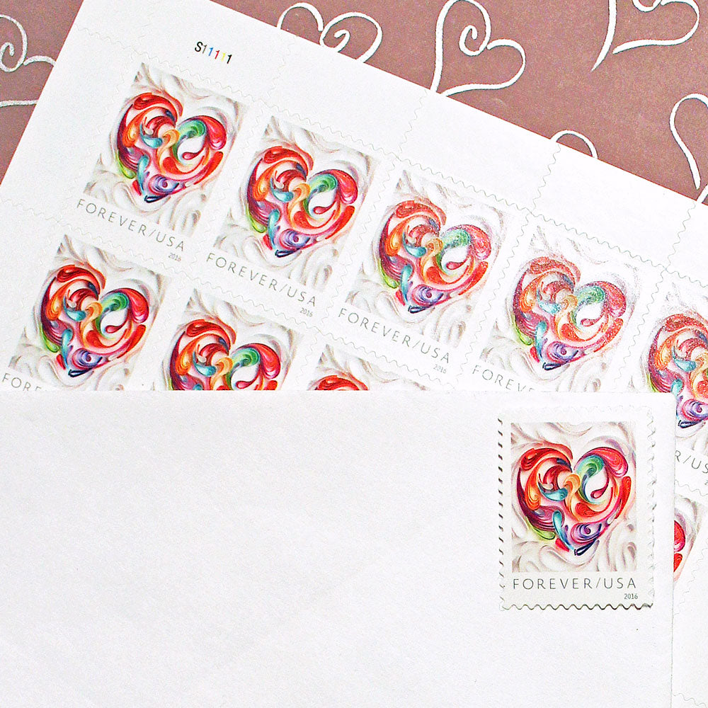 Forever Stamps USA Postage Cut Paper Heart Sheet 20 stamps Scott#4847