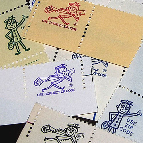 Mr. ZIP .. 50 Use Correct Zip Code Labels .. Stamp Ephemera