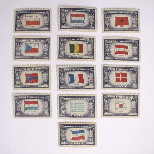 5c Overrun Nations Stamps - Set of 13