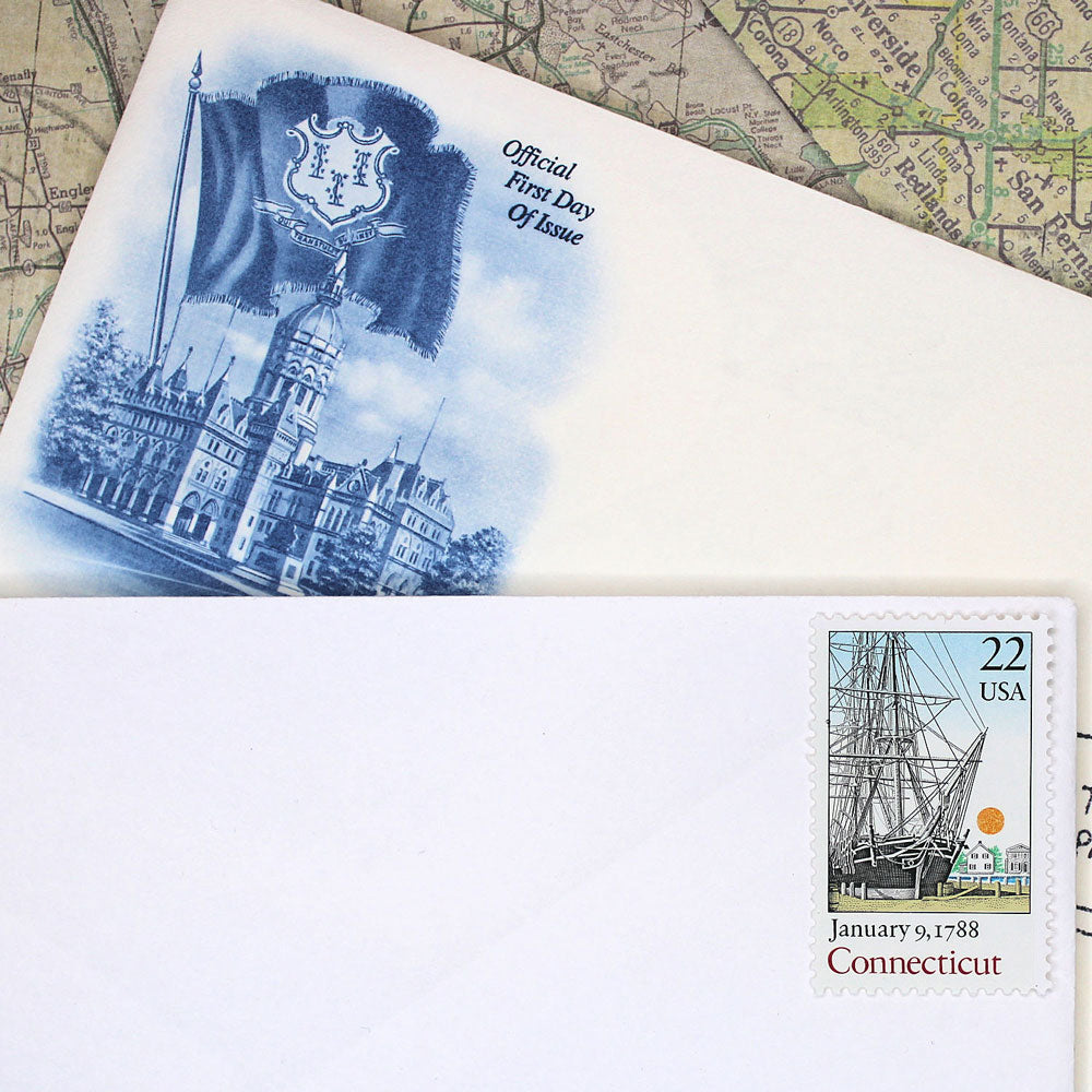 22c Connecticut Stamps .. Vintage Unused US Postage Stamps .. Pack of