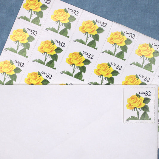 32c Yellow Rose Stamps - Pack of 10