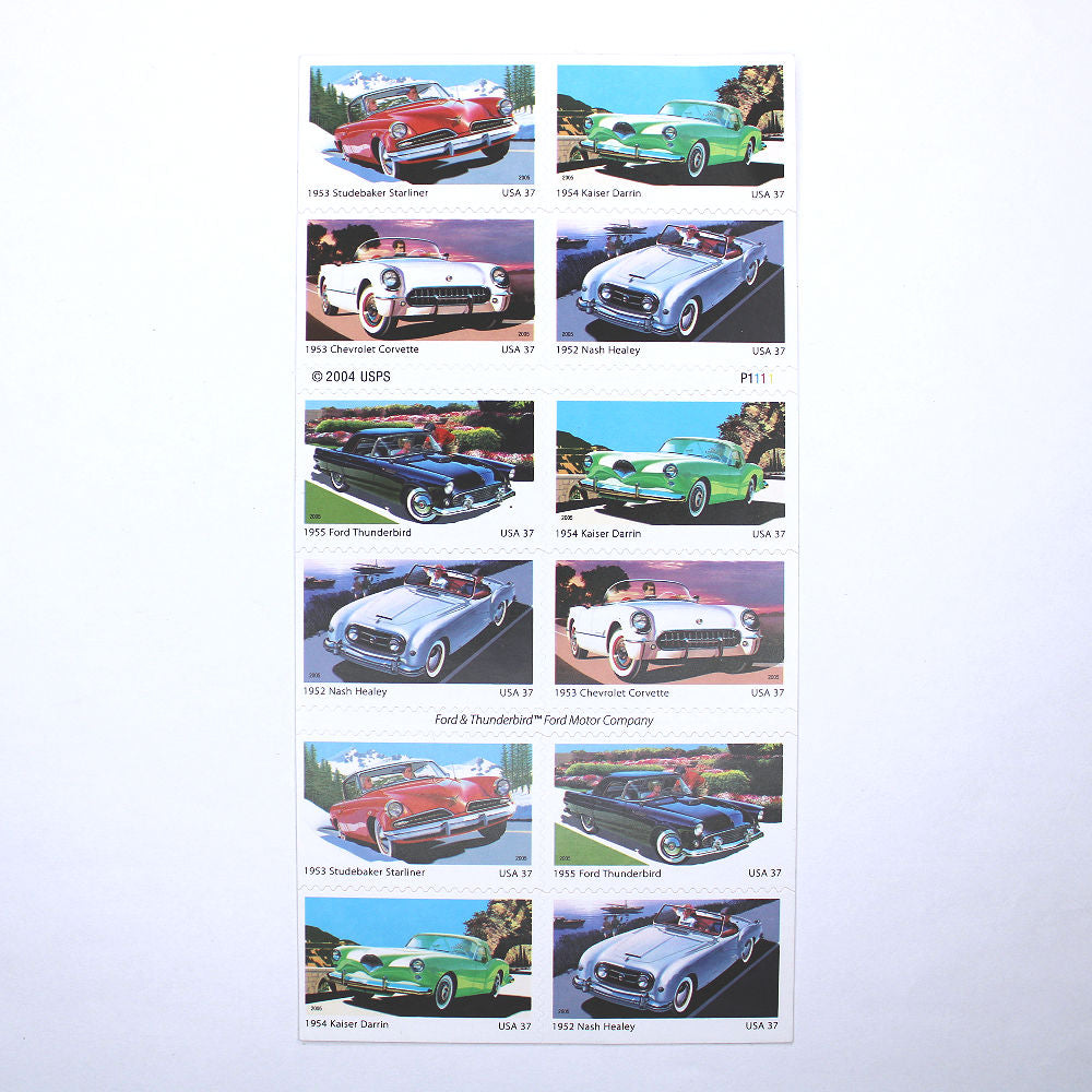 37c Sports Cars Stamps - Pack of 20