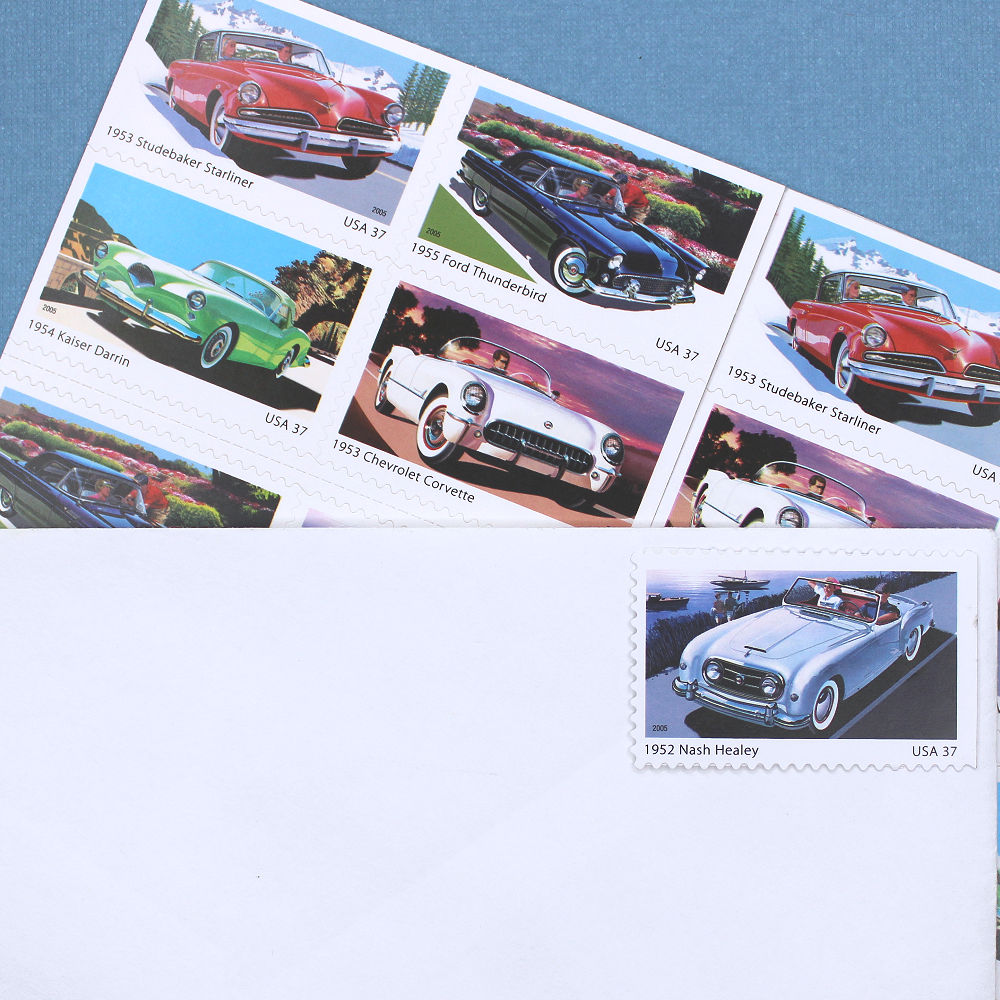 37c Sports Cars Stamps - Pack of 20