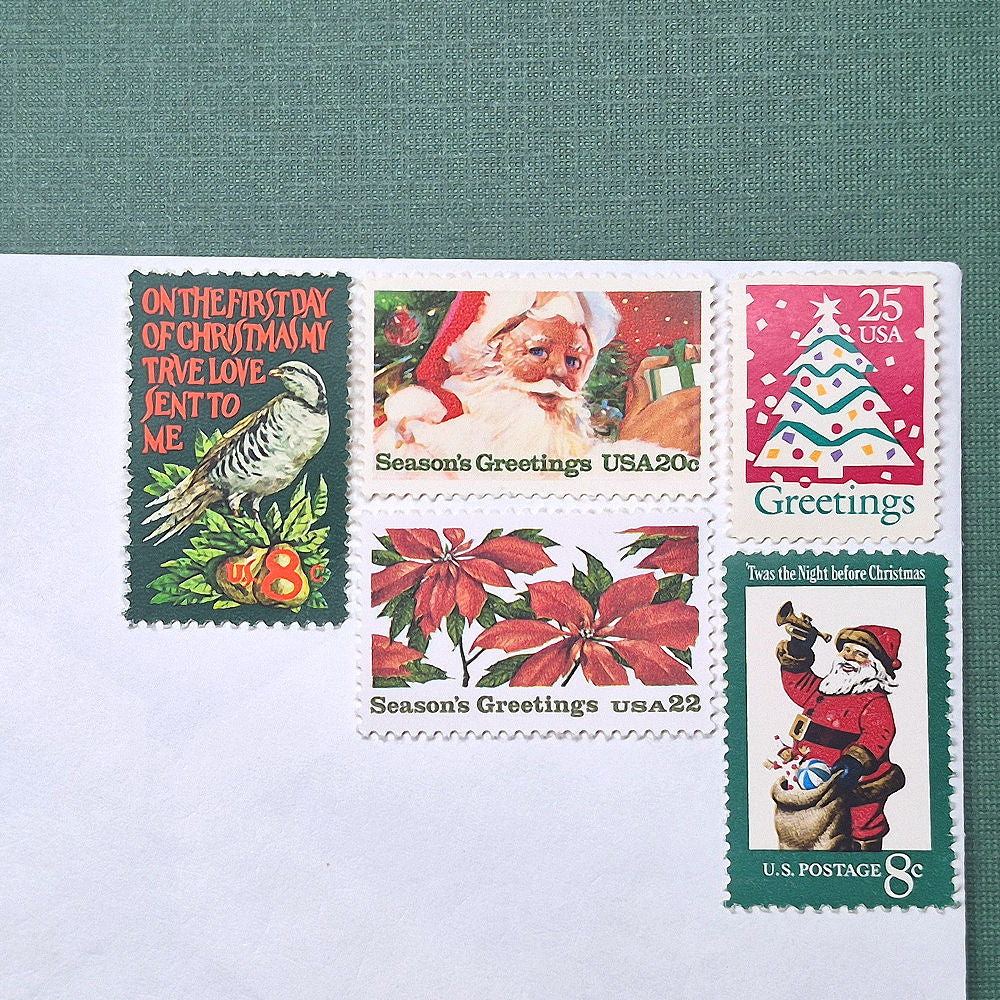 Christmas .. Red & Green 82c Curated Set - Mail 5 Letters