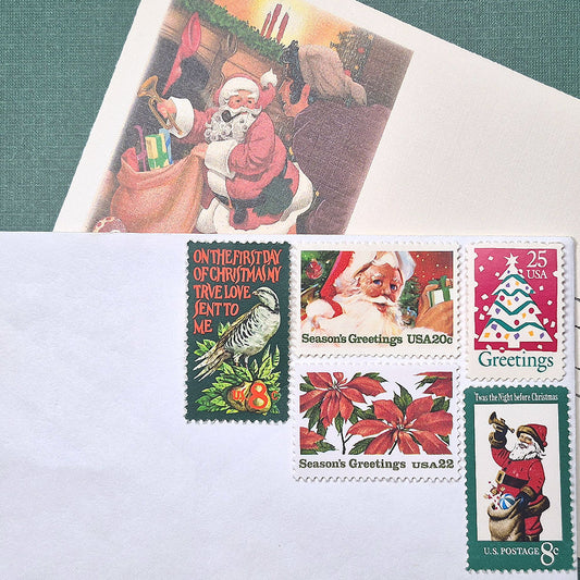 Christmas .. Red & Green 82c Curated Set - Mail 5 Letters
