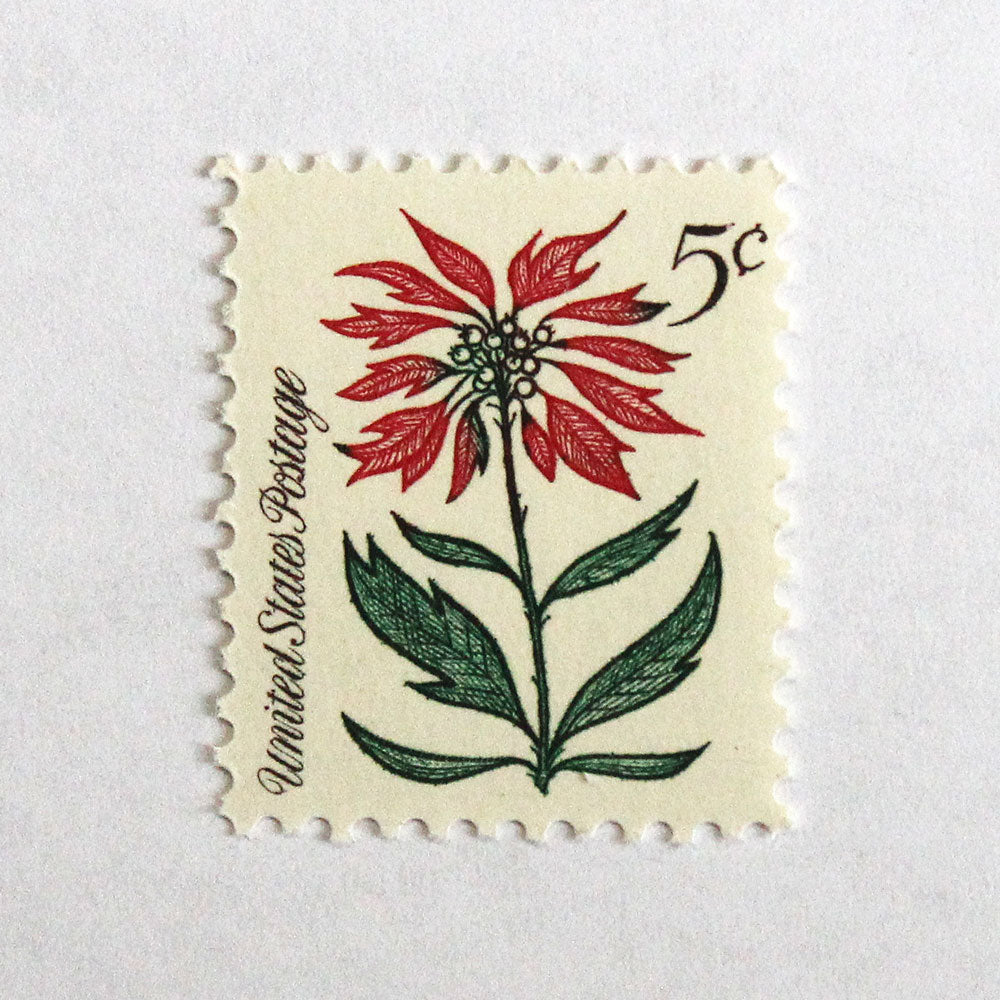 5c Poinsettia Stamps .. Vintage Unused US Postage Stamps .. Pack of 10