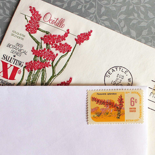 6c Ocotillo Stamps .. Vintage Unused US Postage Stamps .. Pack of 5