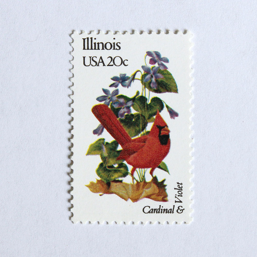 20c Illinois State Bird and Flower Stamps Vintage Unused US