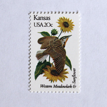 20c Kansas State Bird and Flower Stamps - Pack of 5