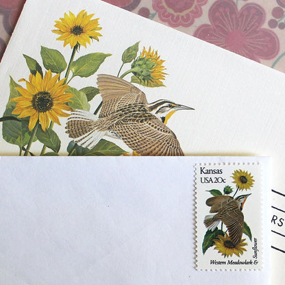 20c Kansas State Bird and Flower Stamps - Pack of 5