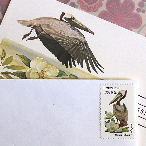 20c Louisiana State Bird and Flower Stamps .. Vintage Unused US Postage ...