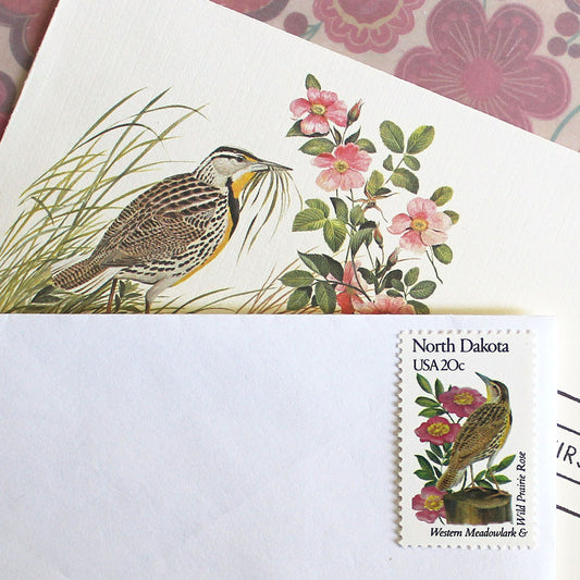 20c North Dakota State Bird and Flower Stamps - Pack of 5