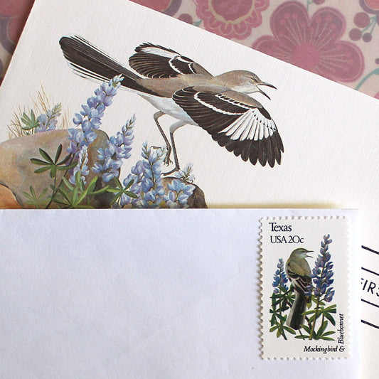 20c Texas State Bird and Flower Stamps - Pack of 5