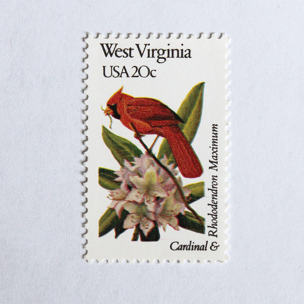 20c West Virginia State Bird and Flower Stamps Vintage Unused