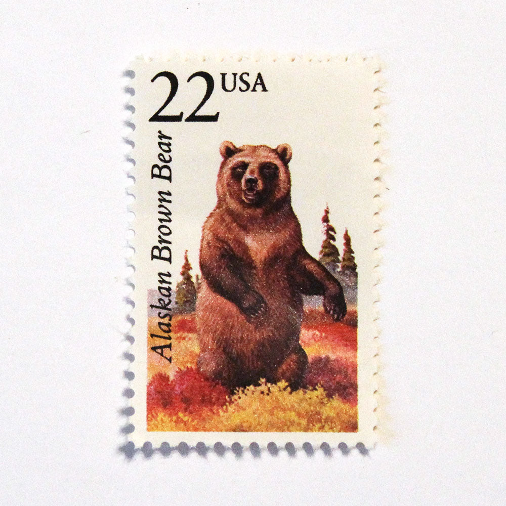 22c Brown Bear Wildlife Stamps - Pack of 5