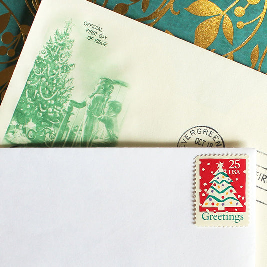 25c Christmas Tree Stamps - Pack of 10